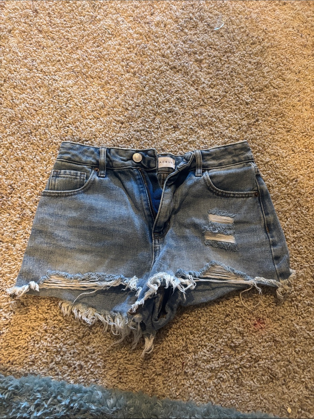 PacSun Light Blue Distressed High-Rise Denim Shorts
